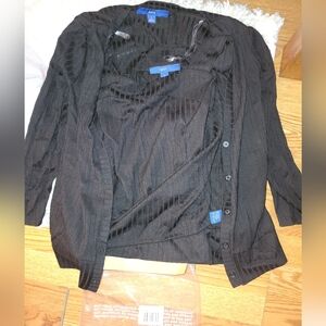 Apt. 9 Black Button-Up Cardigan and Tank Top Set